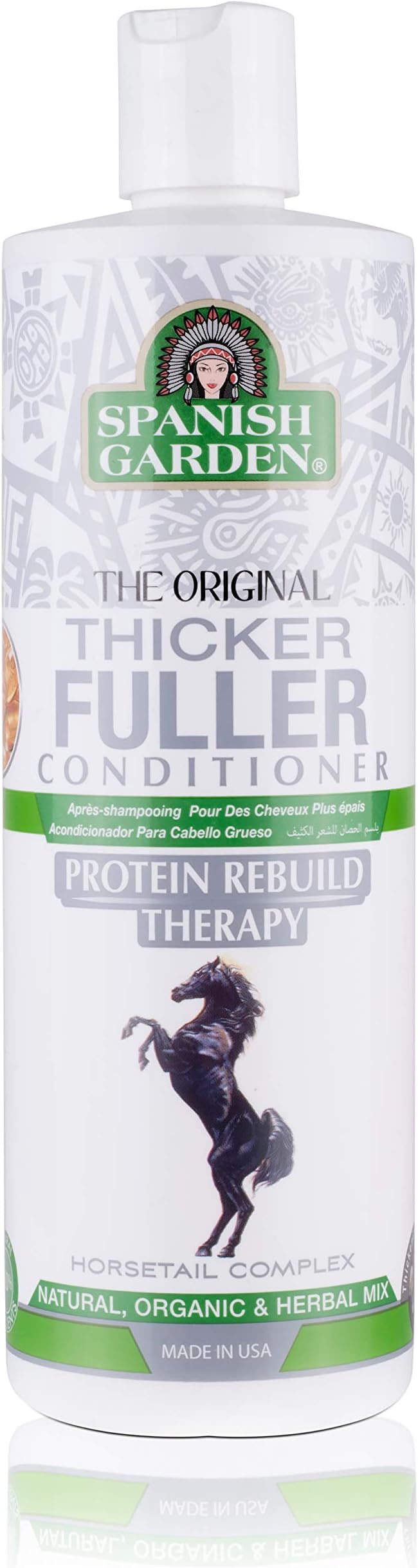 Spanish Garden Thicker Fuller Conditioner | Protein Rebuild Therapy with Organic Oils, Natural Vitamins, and Herbal Extracts | For Thin & Fine Hair, 16 oz