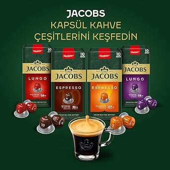 JACOBS - Espresso 7 Classico - Medium Density - Balanced and Fruity - Espresso Capsules - 10 aluminum capsules x 10 Pieces