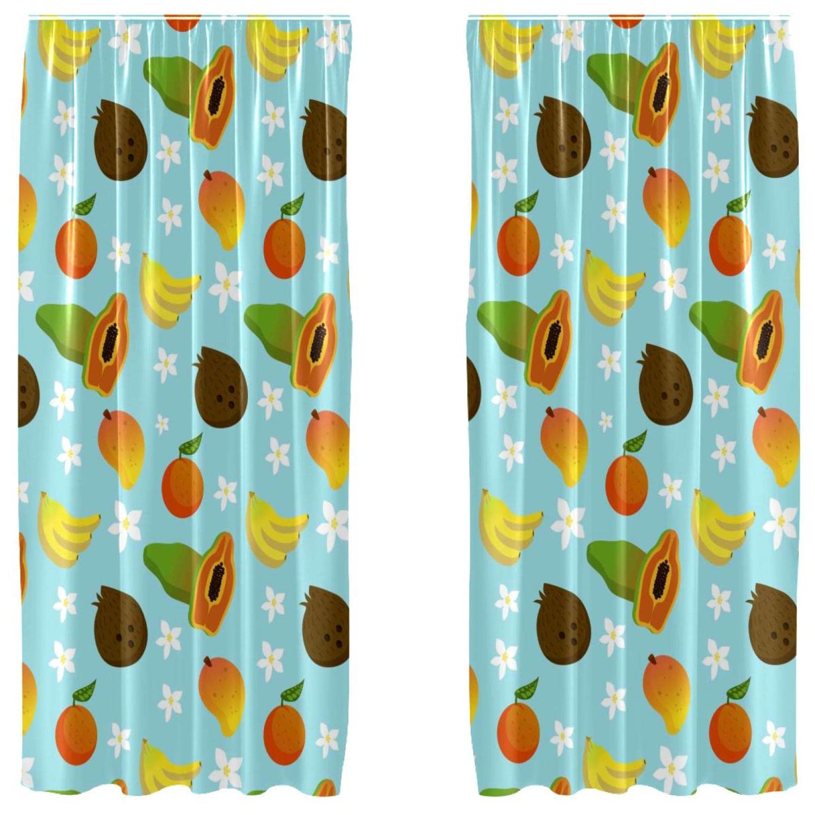 Rideaux de fenêtre occultants en microfibre imprimé tropical 2 panneaux de 140 x 213 cm