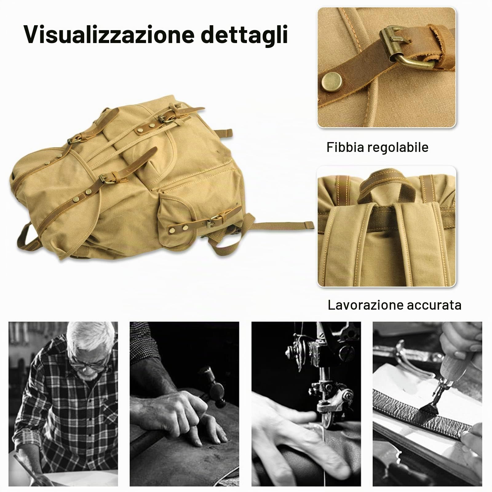 FANDARE Tela Zaino da Escursionismo Zaini Zainetto Trekking Borsa a tracolla Zaino Scuola Cartella Borsone con Couliss Zaino da Campeggio Viaggio Grande per Uomo Donna Sportivo Zaini da hiking