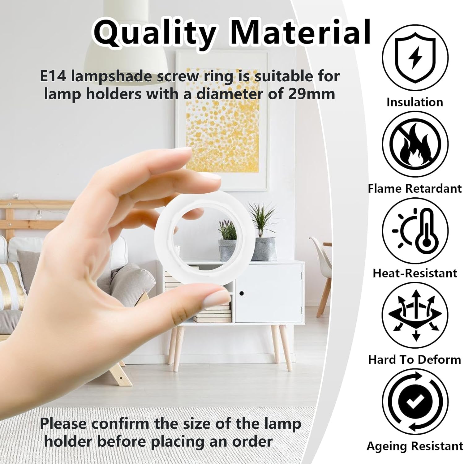 Pierścień redukujący klosz E14 / pierścień śrubowy klosza 29 mm + 6 sztuk pierścieni redukcyjnych E14 do E27 do lamp stołowych, lamp sufitowych (12 sztuk)