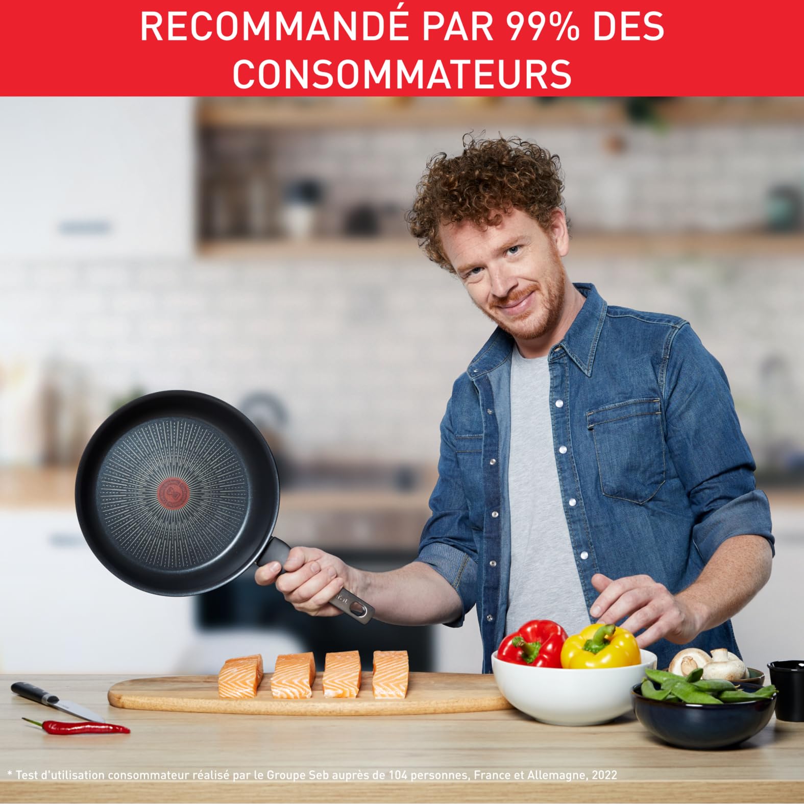 Tefal Poêle à crêpe 28 cm, Induction, Revêtement antiadhésif résistant aux rayures, Fonction Thermo-Signal, Fabriqué en France, Unlimited On G25939AZ, Noir, Anti-adhésif
