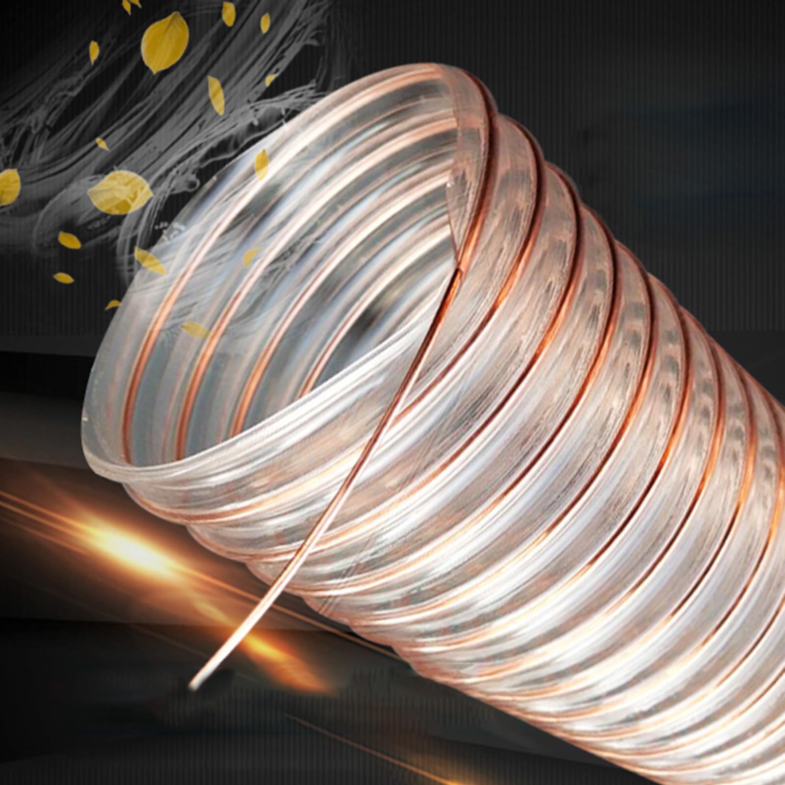 Manguera colectora de polvo de PVC flexible, tubo de recogida de polvo de 6 m con 2 abrazaderas para sierra de mesa, sierra de cinta, cepilladora, junta, compatible con sistemas Shop Vac
