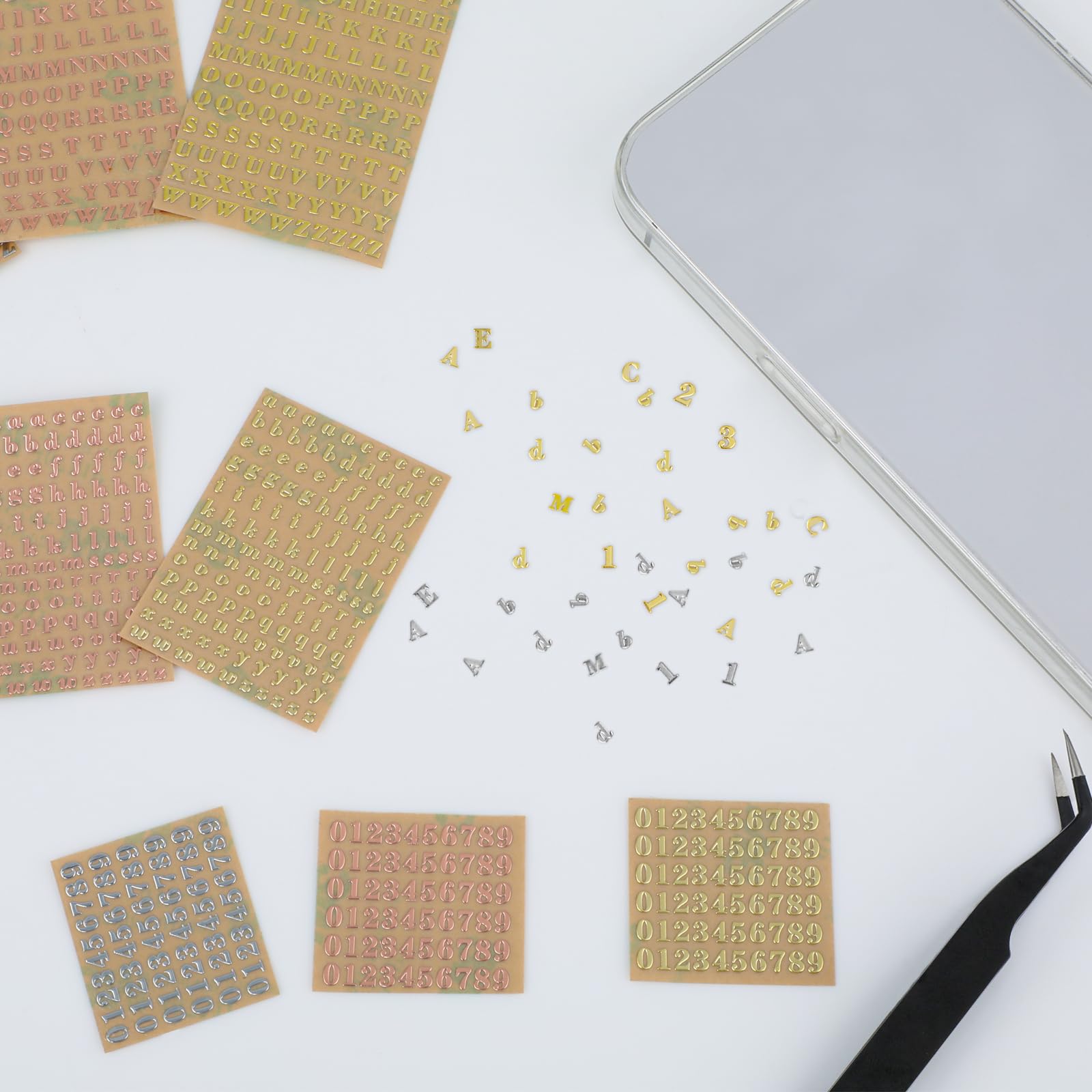 Adesivo Metallo 3 Fogli Lettere Alfabeto Numero Fai Da Te Decalcomania - Foto 6