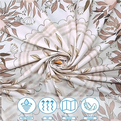 Vista 5 de Tapiz bohemio blanco para colgar en la pared, tapiz hippie de mandala marrón claro, medallón floral con diseño de corona estético, manta decorativa