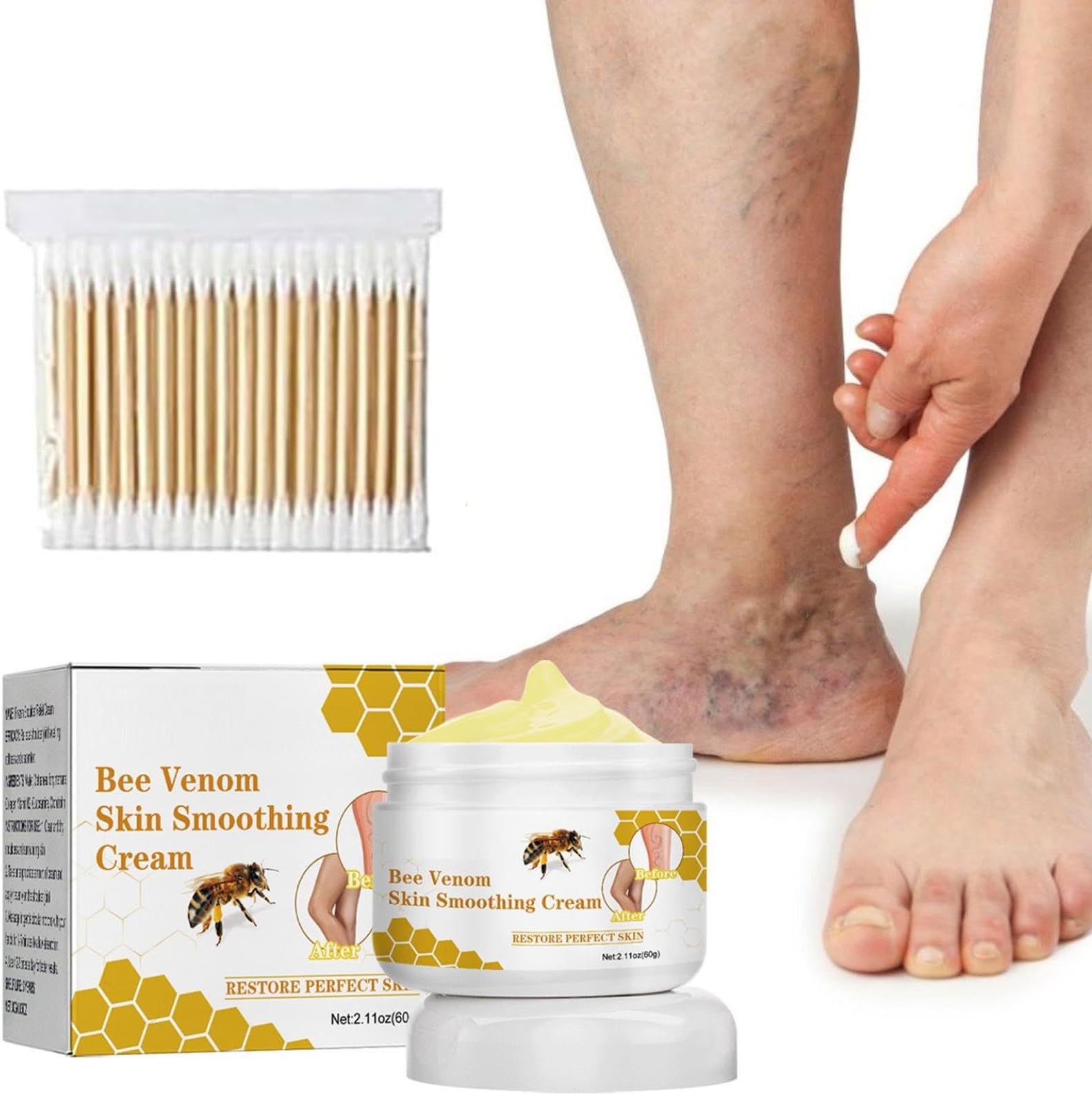 Bee Venom Vein Repair Cream,Varicose Veins Cream for Legs, Relieves leg soreness and swelling and soothes bulging veins (1pcs)