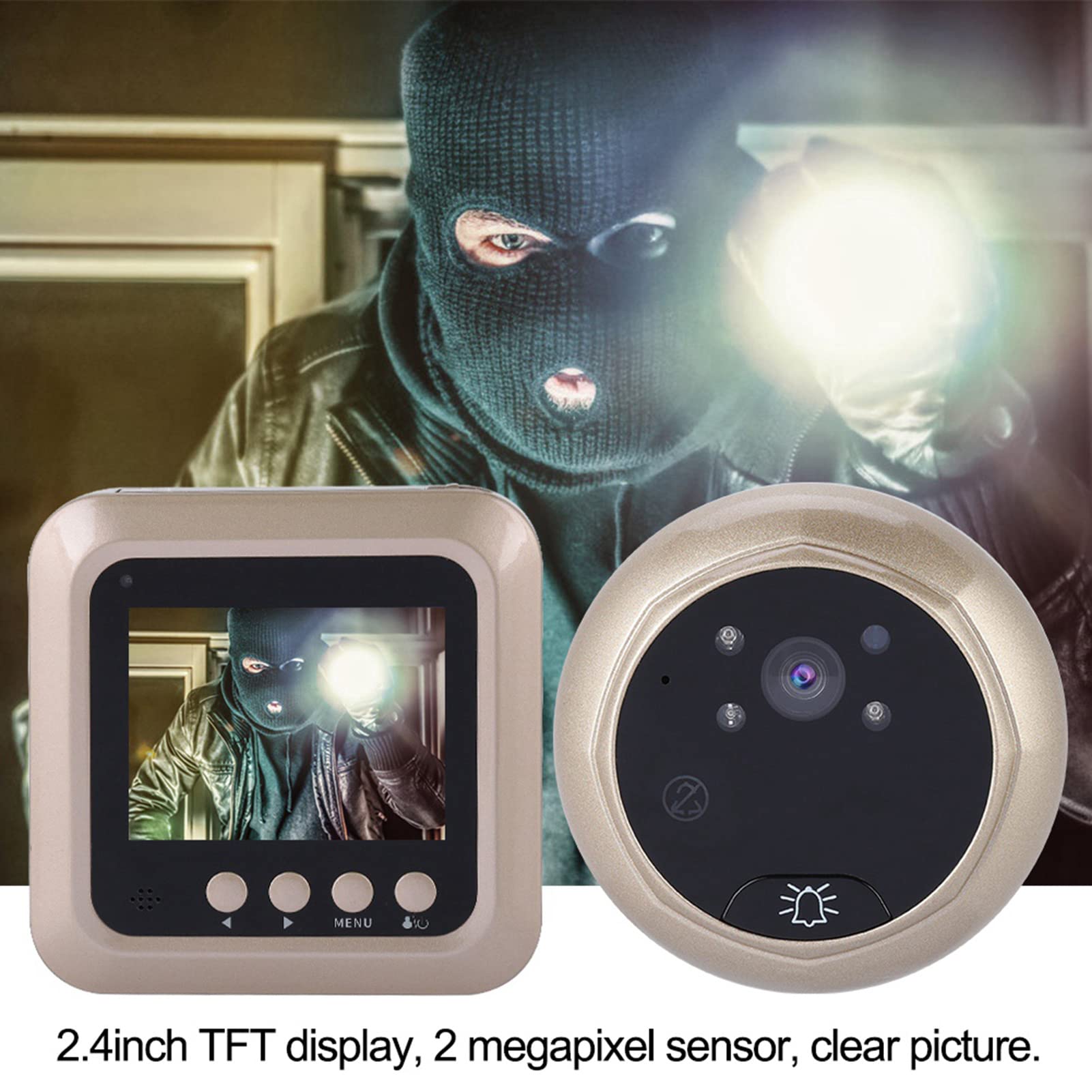 2.4 Pollici 1080P Campanello Video Campanello Elettrico Intelligente TFT Spioncino Digitale Vista Notturna A Infrarossi Visualizzatore Telecamera Di Sicurezza Funzionale Sistema Di Sicurezza Domestica