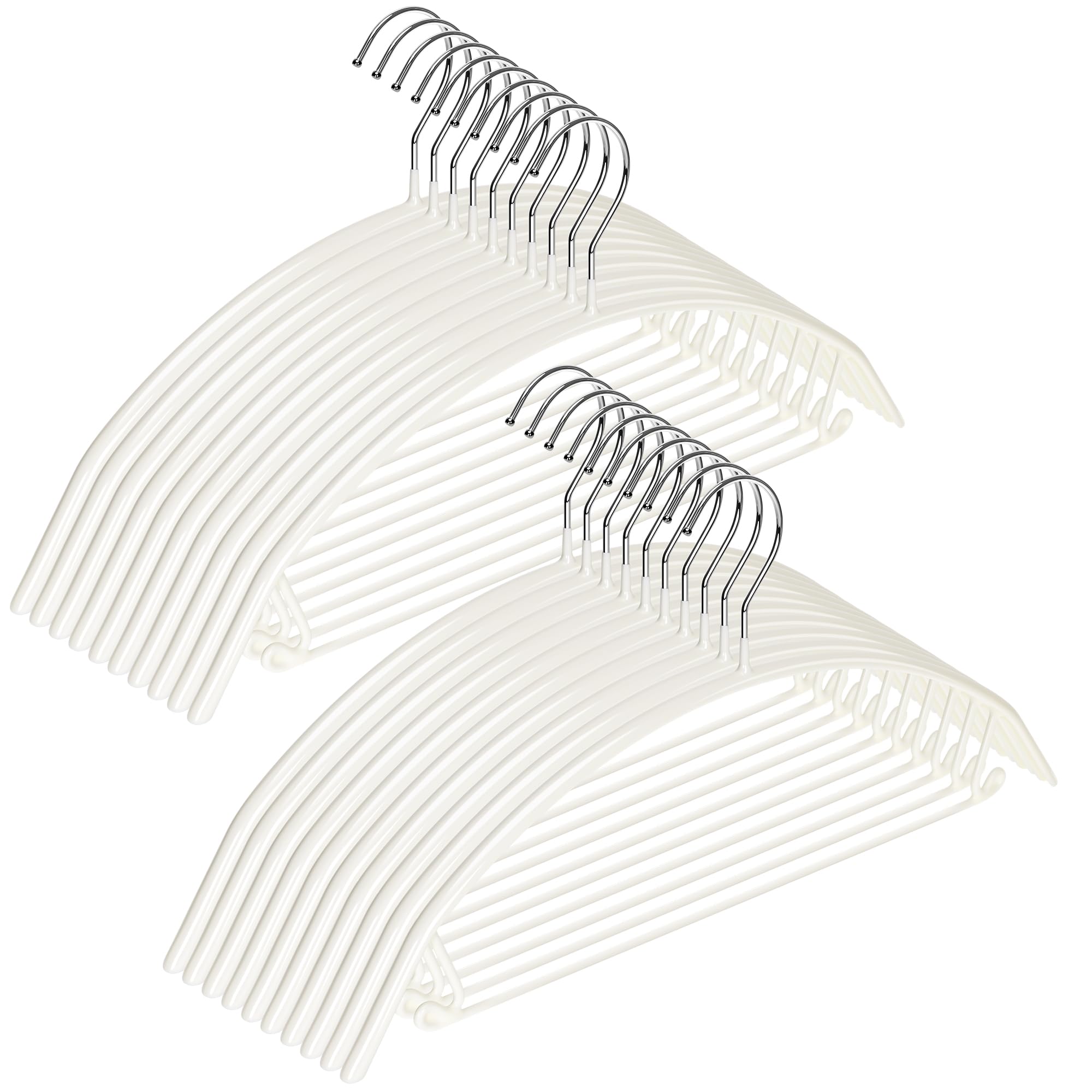 EssenFlolis 20 Pack No Shoulder Bumps Rubber Metal Coat Hangers