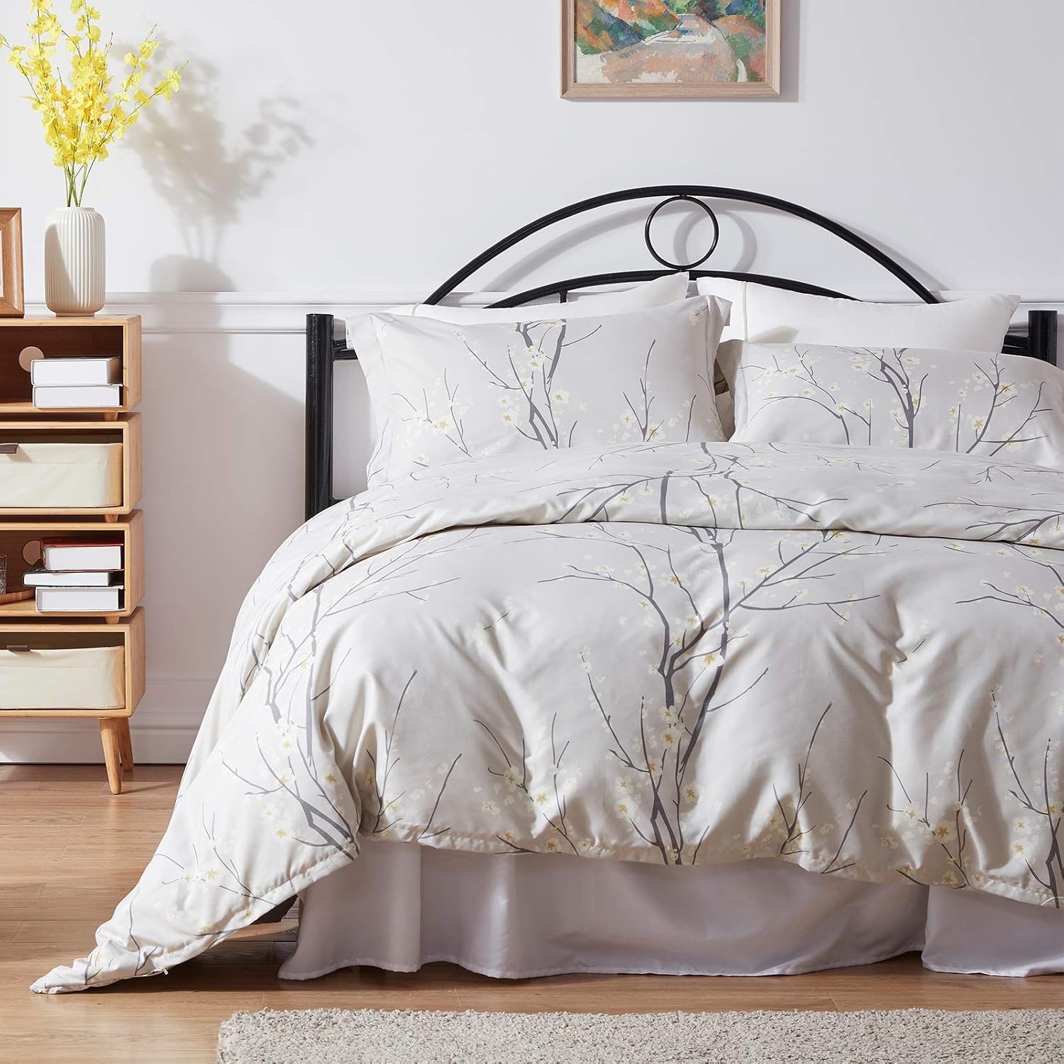 NexHome Floral Duvet Cover Set King with Pillow Shams with Zipper