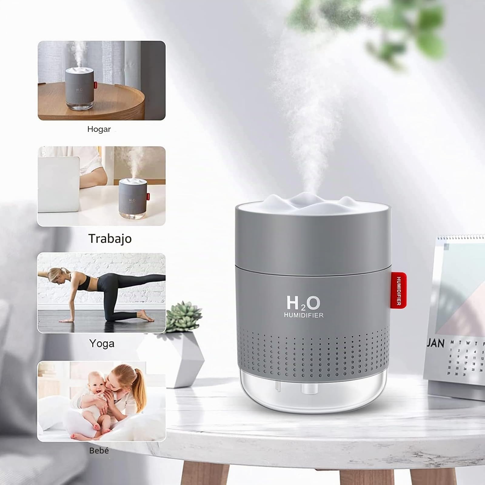 Humidificador de aire portátil 500 ml ultrasónico silencioso con luz y apagado automático