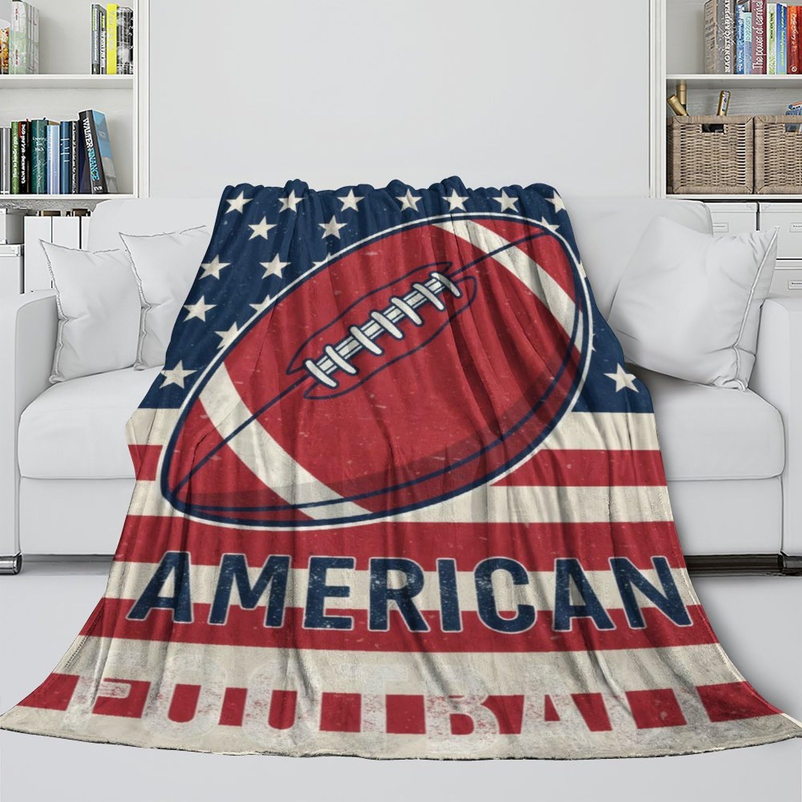 stampa 3D American football plaid in pile microfibra biancheria da letto morbido coperta in pile anti-pilling per giovani amanti delle serie tv vintage poster 80×90inch(200x230cm)