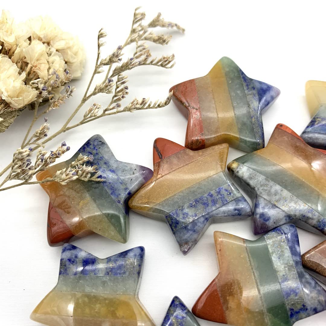 Decoración del hogar, 1 pieza de cuarzo natural con 7 cristales en forma de estrella, decoración de piedra pulida DIY, regalos de cristales naturales, dibujo de cristal natural yuebang decoración de l