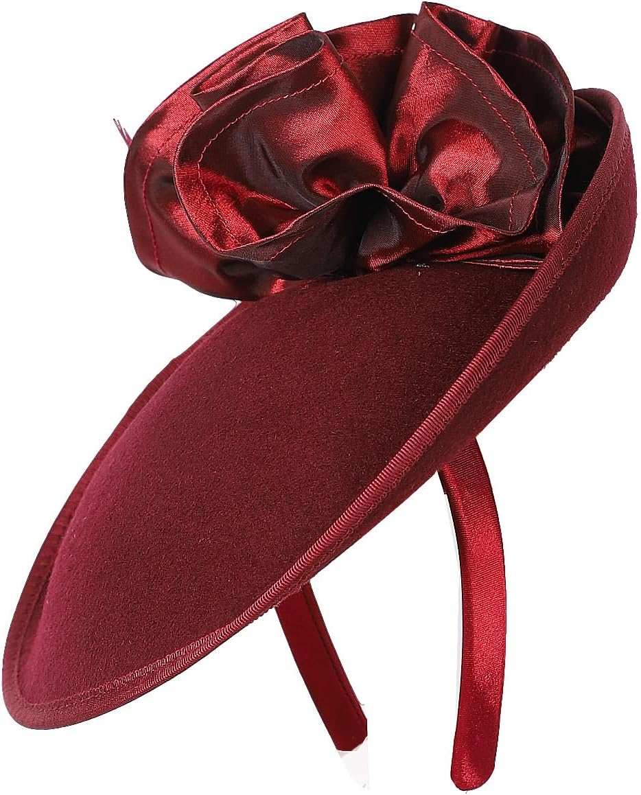 Vintage Women's Fascinators Wool Felt Pillbox Hat Ladies Hats for Church Derby Party Wedding Teardrop Hat Flower Fedoras