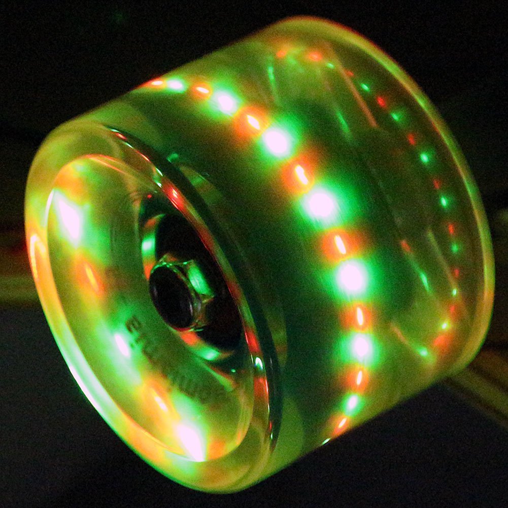 FunTomia - 4 Ruedas LED para Longboard, 70 x 51 mm, 80A, con 8 rodamientos de Bolas Mach1 ABEC-11, con Dos Ejes + T-Tool — view 4