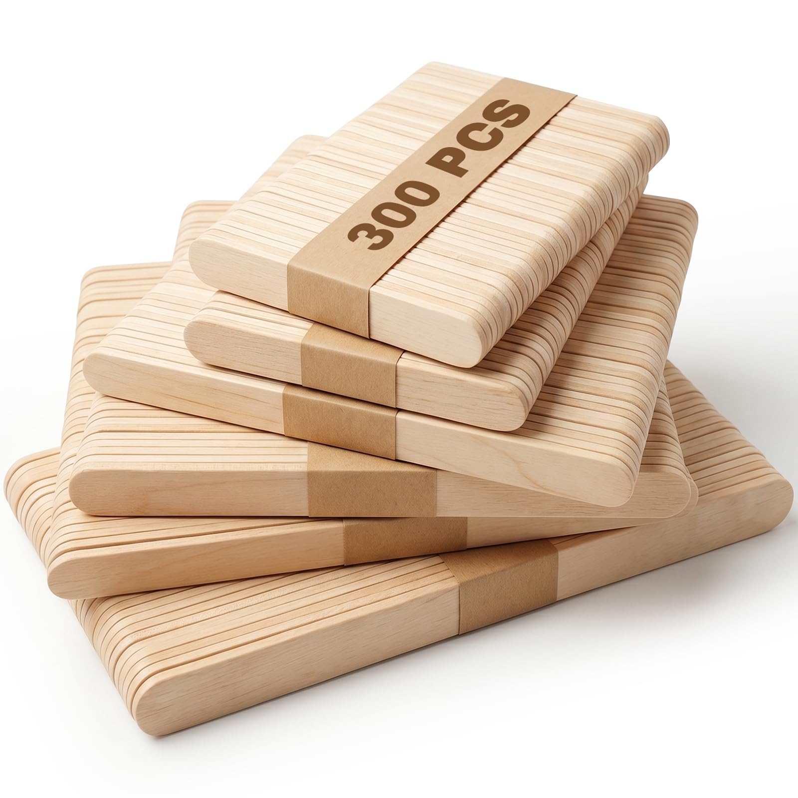 Photo 1 of  Natural Wooden Popsicle Sticks - Yedoler Ice Cream Sticks for DIY Crafts, Eco-Friendly Craft Sticks Ice Pop Making, Classroom Art Projects, 3 Mixed Sizes (Wooden)