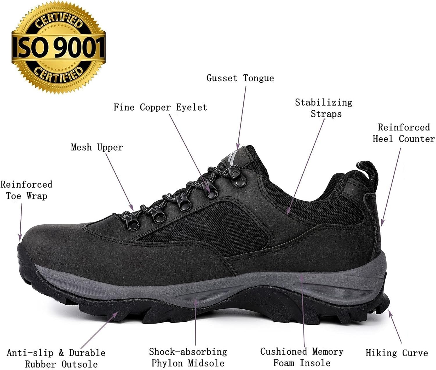 CC-Los Men's Waterproof Work & Hiking Shoes - Soft Toe Slip-Resistant with Cushioned Midsole Size 7-13.5 - Image 5