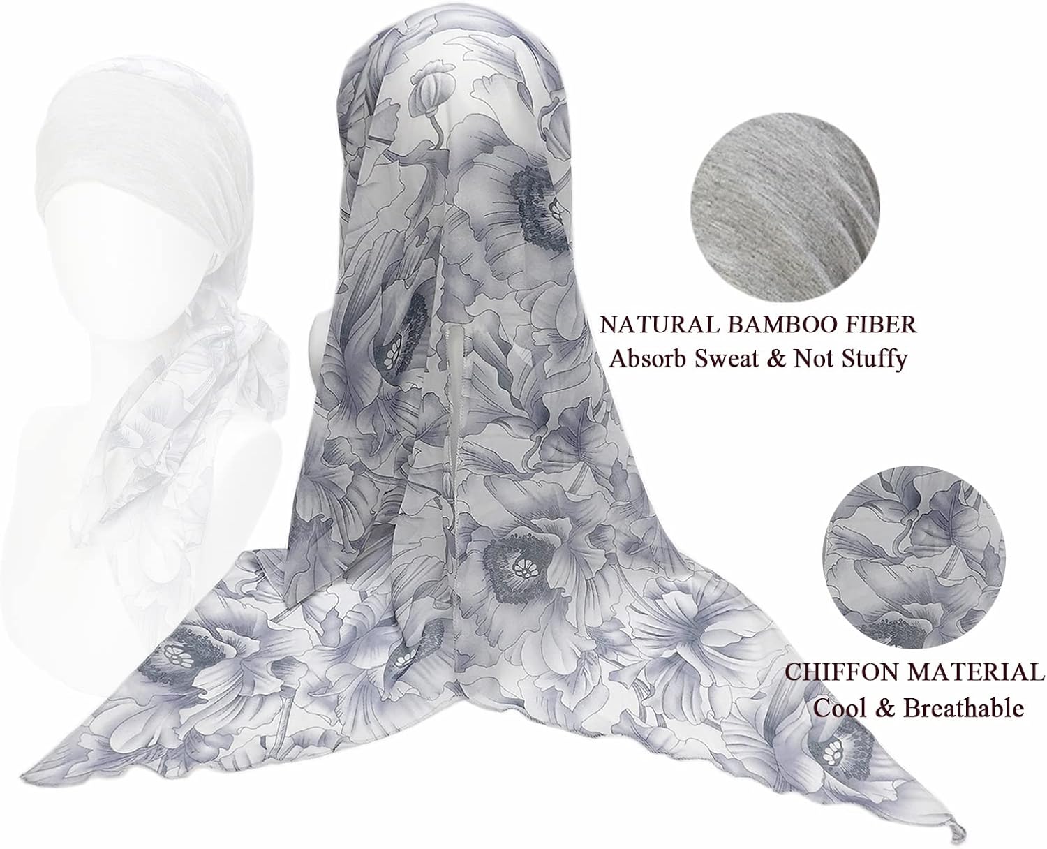 Headwear for Women Sleep Beanie Head Scarf for Bald Wraps Cancer Hats Turbans - Image 4