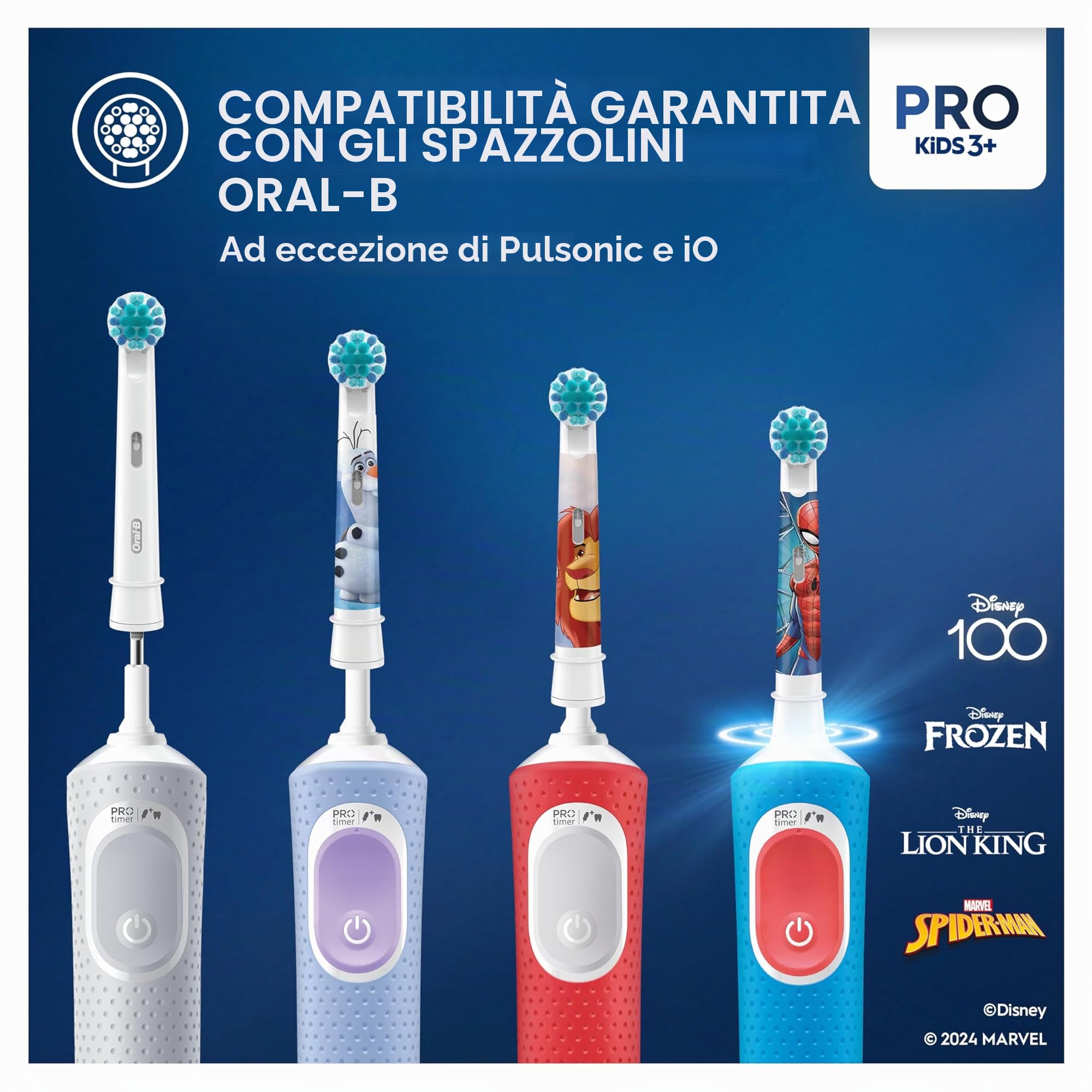 Oral-B Testine di Ricambio Kids 3+, Bianche, 8 Ricambi - 8 Testine di Ricambio per Spazzolino Elettrico Pro Kids 3+, Disney Re Leone, con Setole Morbide, per i Bambini dai 3 Anni in su