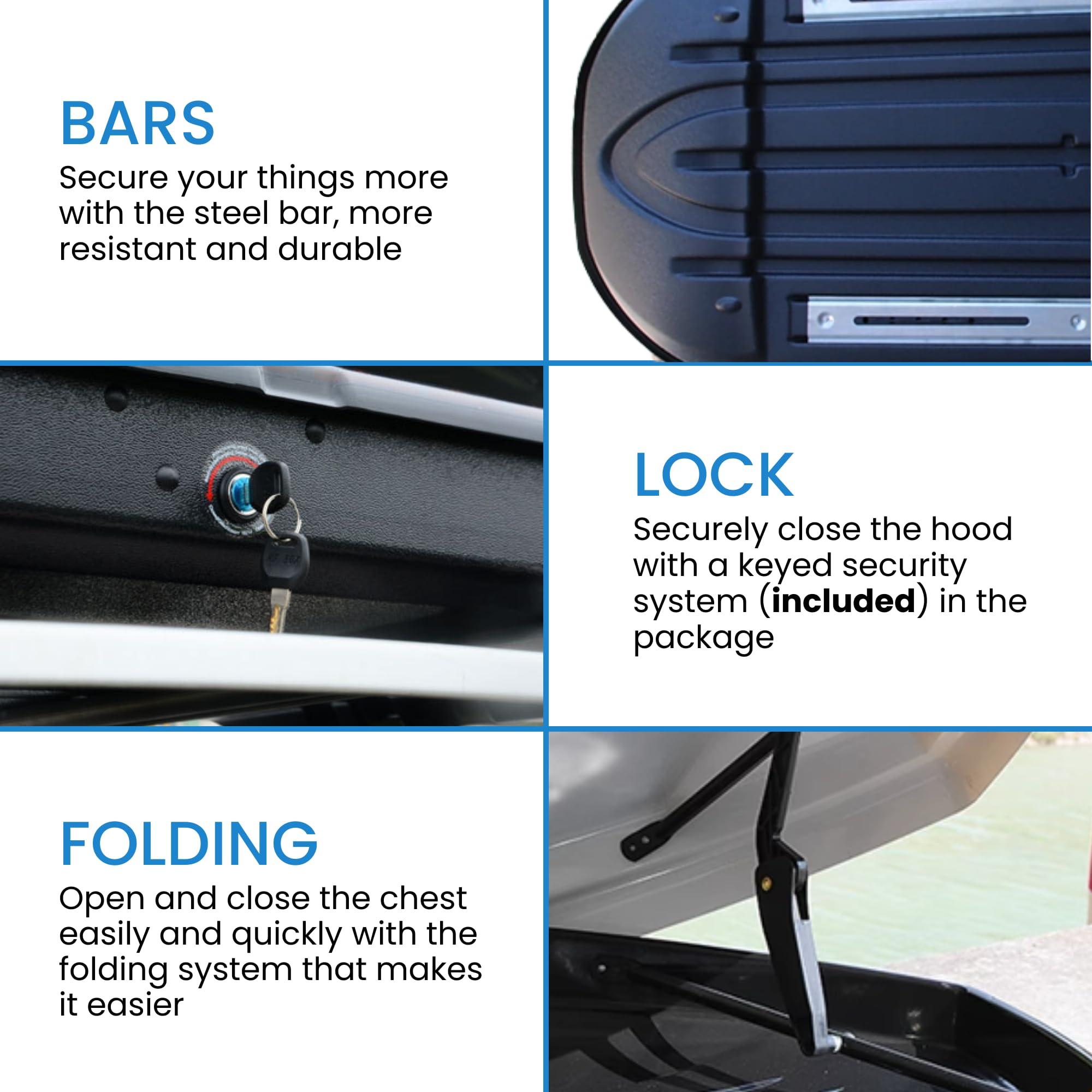 Cofre de Techo 550 litros para el Coche, Porta Equipaje de Automóvil, Baúl Portaequipaje. Cofre Coche Universal de Techo para Vehículo, Bolsa Portaequipajes, Maletero.