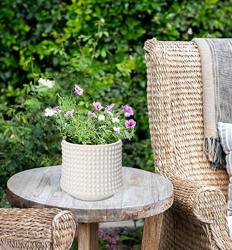 Miniatura 6 de DILATATA Maceta de cerámica de 5.5 pulgadas para plantas de interior con agujeros de drenaje, maceta con patrón de hobuña, maceta blanca para