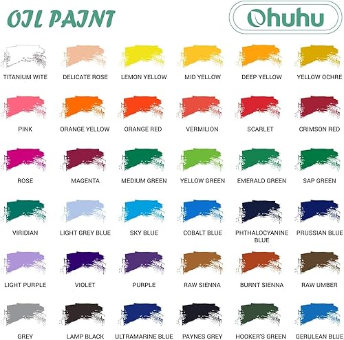 Miniatura 4 de Ohuhuhu, 36 colores a base de aceite, pintura al óleo para artistas, 0.4 fl oz x 36 tubos, ideal para el día de San Valentín