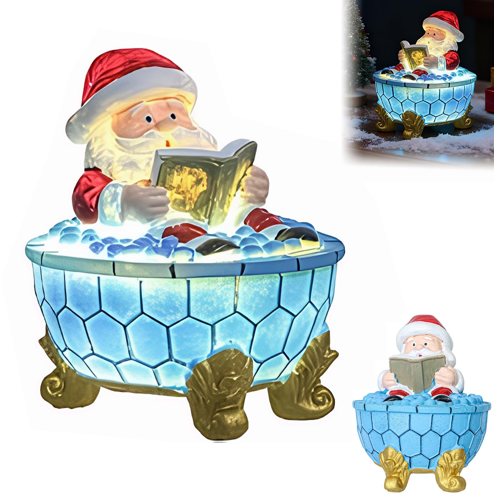 Quilstm Light Christmas Lamp Santa Bubble Bath Theme Soft Led Ing Usb Connection Santa Reading Book Lamps With Soft Warm Ambient Glow Claus Bubble Bath Claus