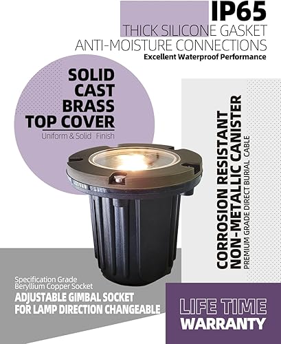 Miniatura 4 de MALORY Luces de paisaje de bajo voltaje, (4.6 pulgadas de alto), cubierta superior de latón de 12 V para exteriores, luces LED para paisaje, camino,