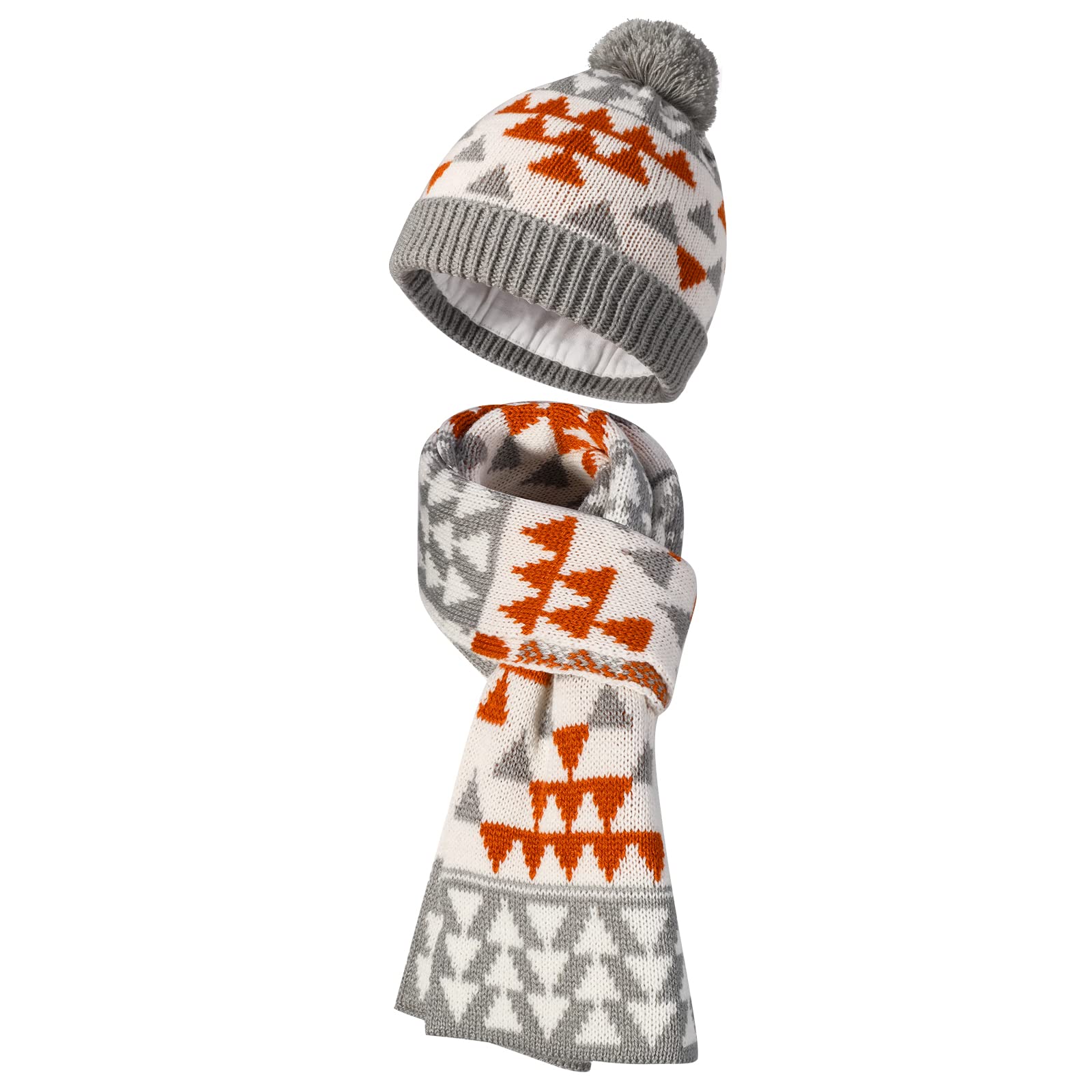 TAGVO Invierno Set de Bufanda y Gorro para Niños, Dinosaurio Sombreros de Caliente Punto con Algodón Grueso y Calentador de Cuello Cálido Bufanda de Sombrero Suave Elástica Térmica 2 en 1(3-6 Años)
