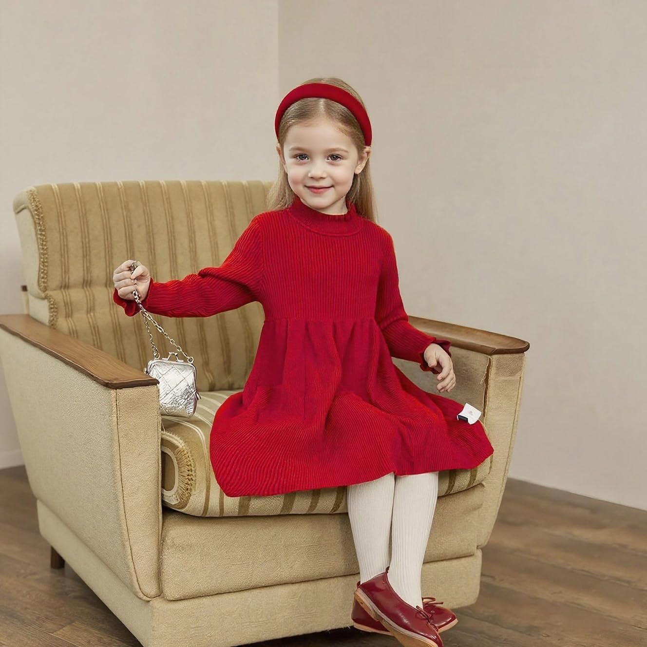 Baby Girls Sweater Dress Toddler Long Sleeve Knit Dresses Little Girl Ribbed Knit Ruffle Clothes Fall Winter - Image 3