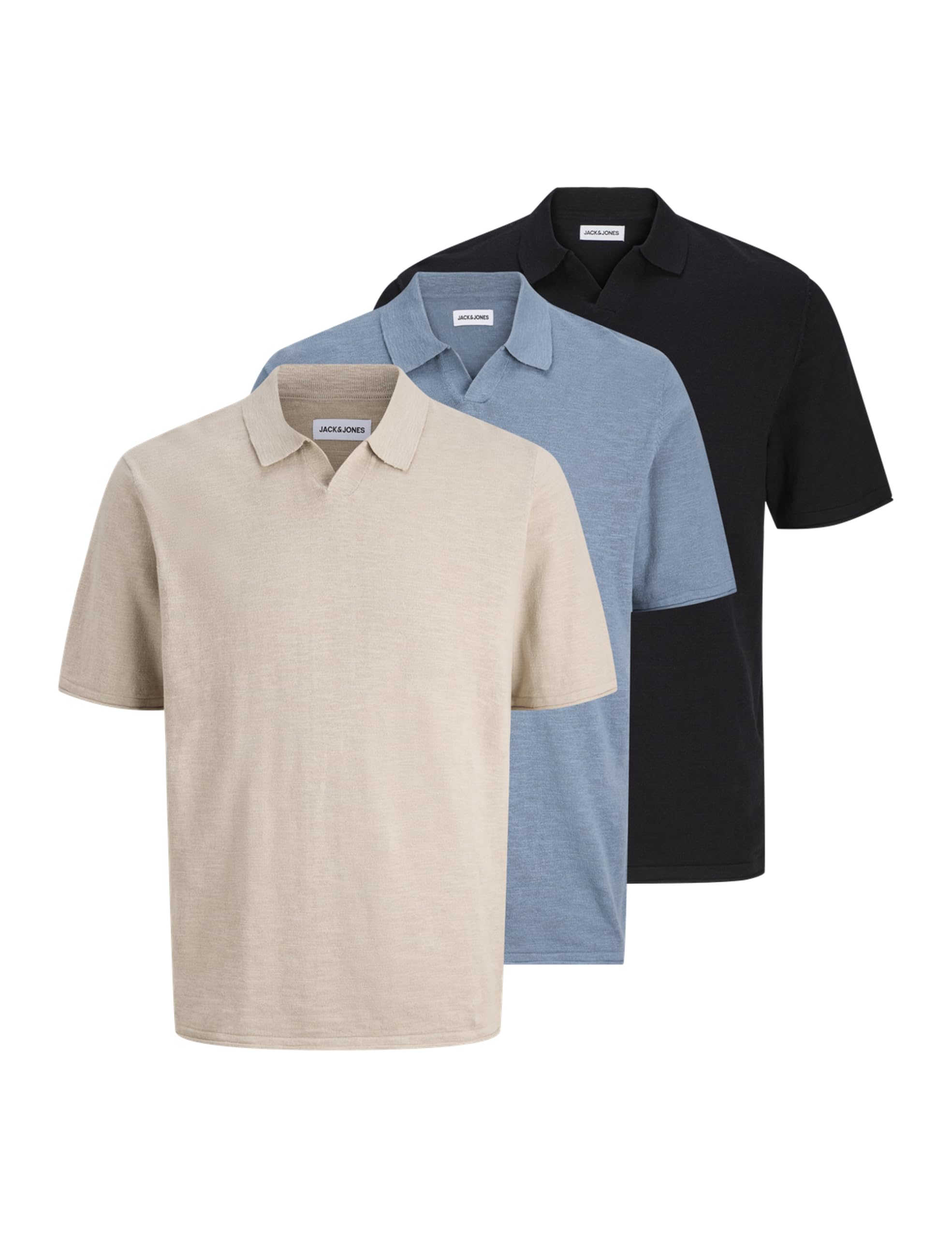 JACK & JONES Jjkane Lot de 3 Polos à col Fendu en Tricot Homme