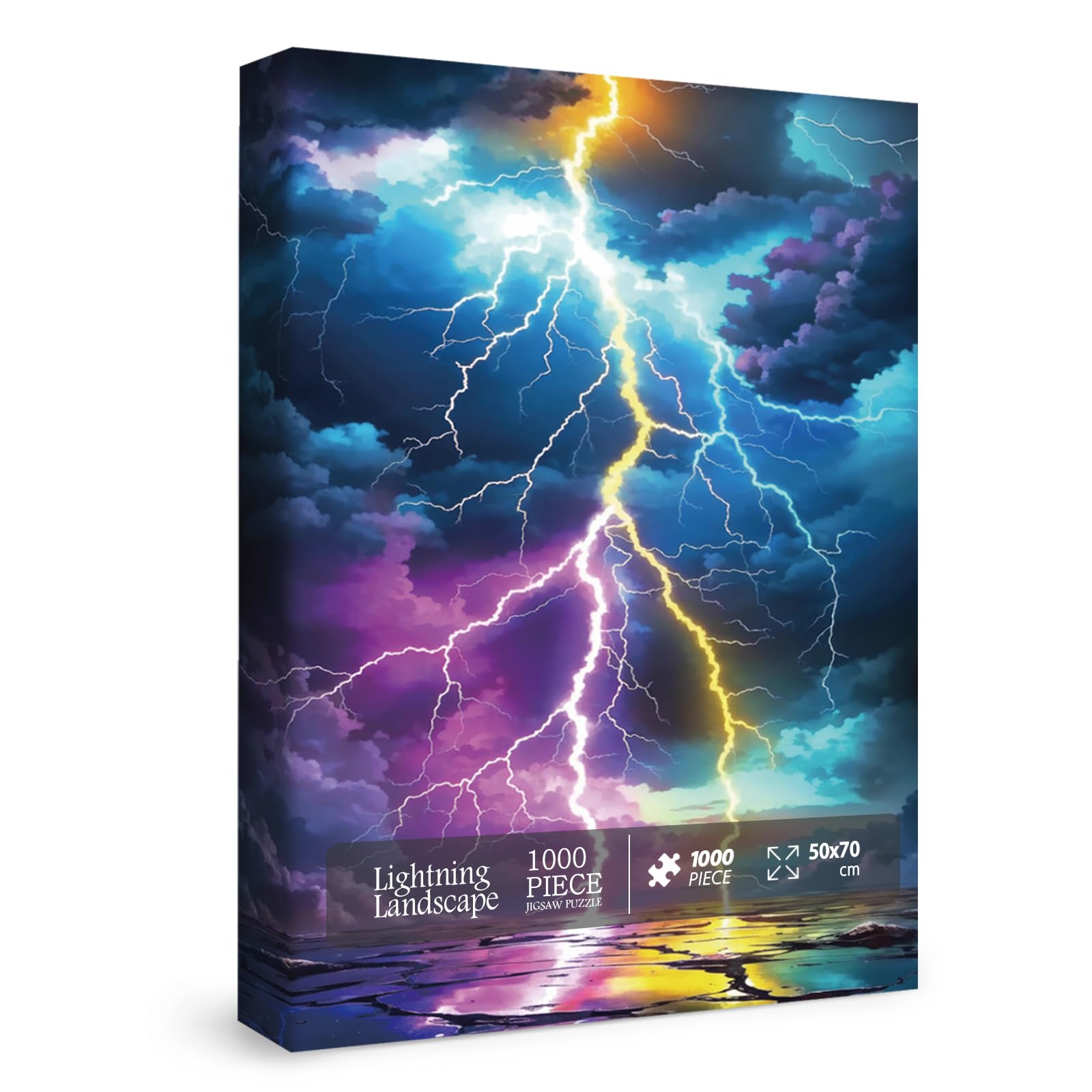 Rainbow Lightning Landscape Puzzles for Adults 1000 Pieces, Mystery Nature Scenic Jigsaw Puzzles, Colorful Weather Art Puzzles — image 1