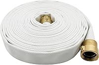 BITOTUDirect 2 Inch x 100 Ft White Lay Flat Heavy Duty Fire Hose NPSH/NPT Brass Fittings - 750 PSI Burst Strength