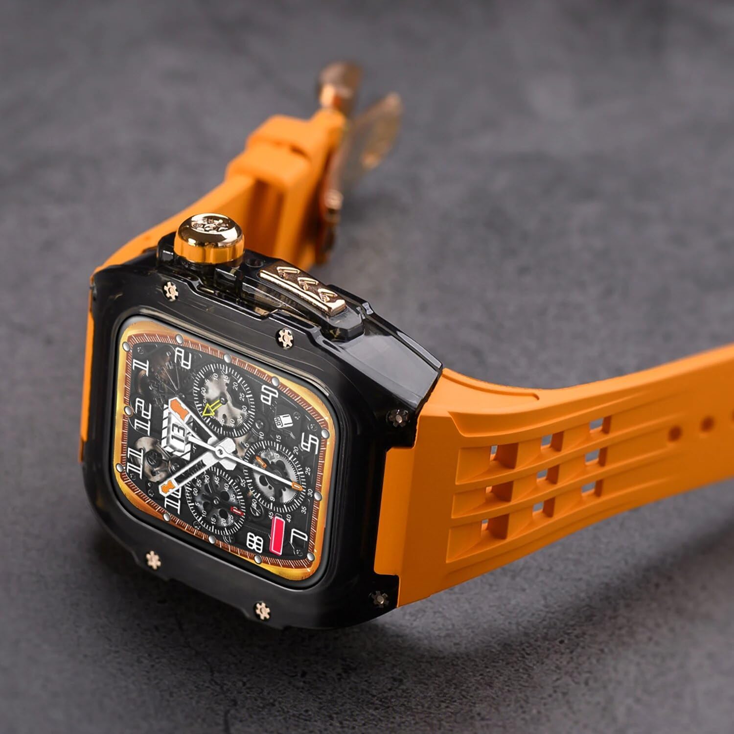 Luxury Transparent Modification Kit For Apple Watch Ultra 2 49mm Rubber Band With Case For IWatch Series 9 8 7 6 5 4 SE 45mm 44mm