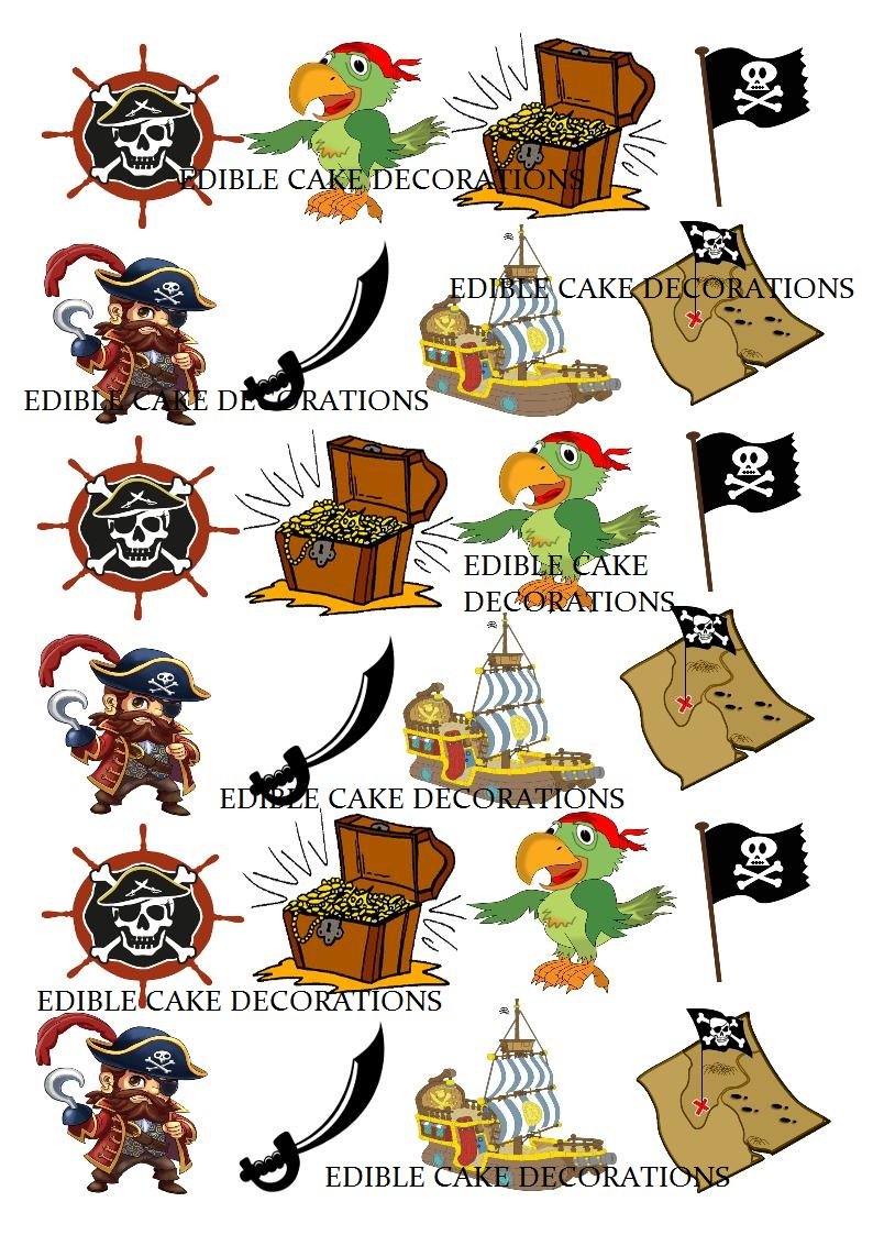 48 Piraten-Kuchendeckel – Bunte Deko-Aufsätze Für Piraten-Party & Kindergeburtstag