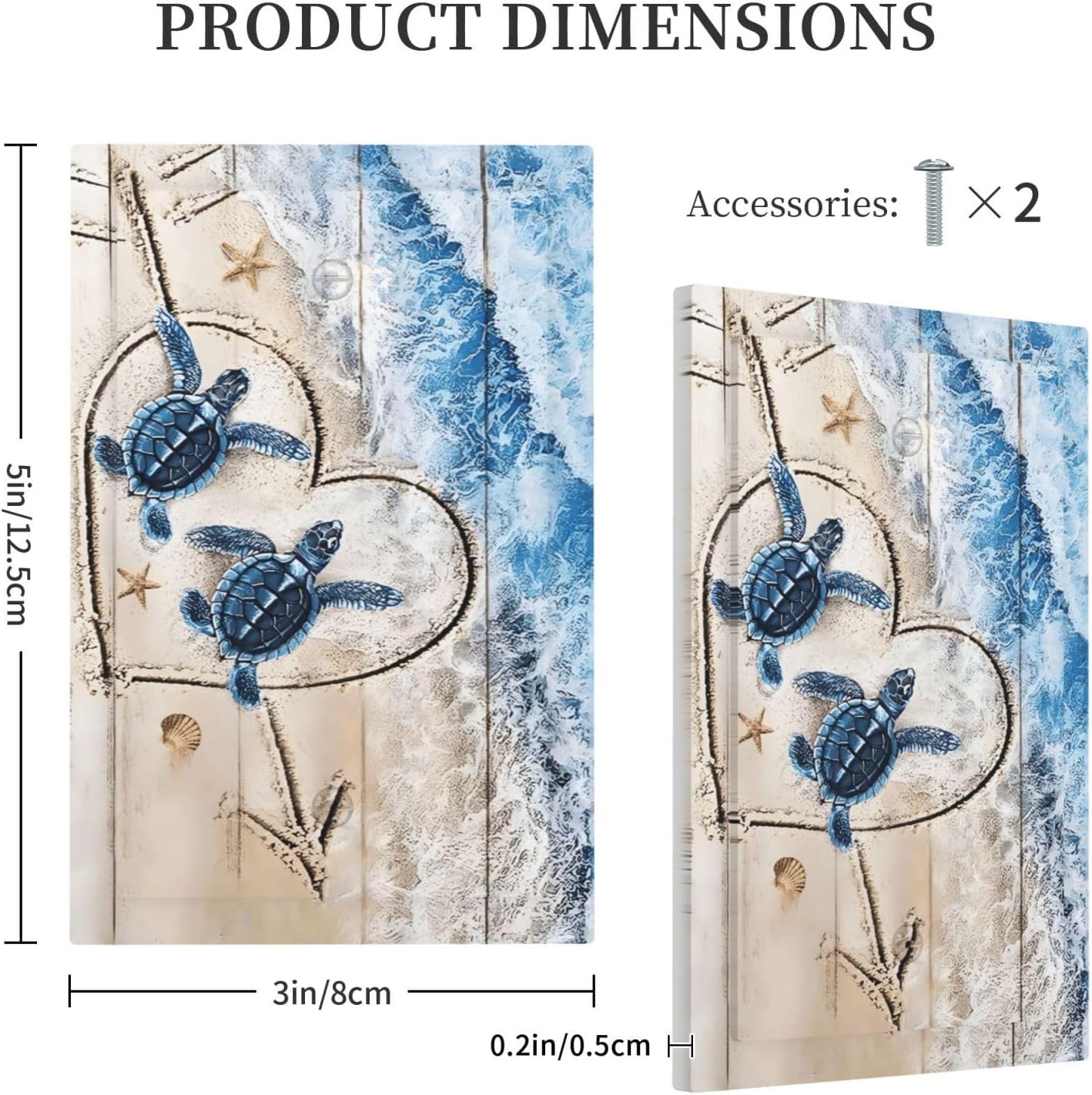 Light Switch Cover Plate Sea Beach Turtle Blue Ocean Wave Animal 1 Gang Blank No Device Decorative Outlet Covers Electrical Wall Plate Switchplate for Bathroom Bedroom Decor image 5