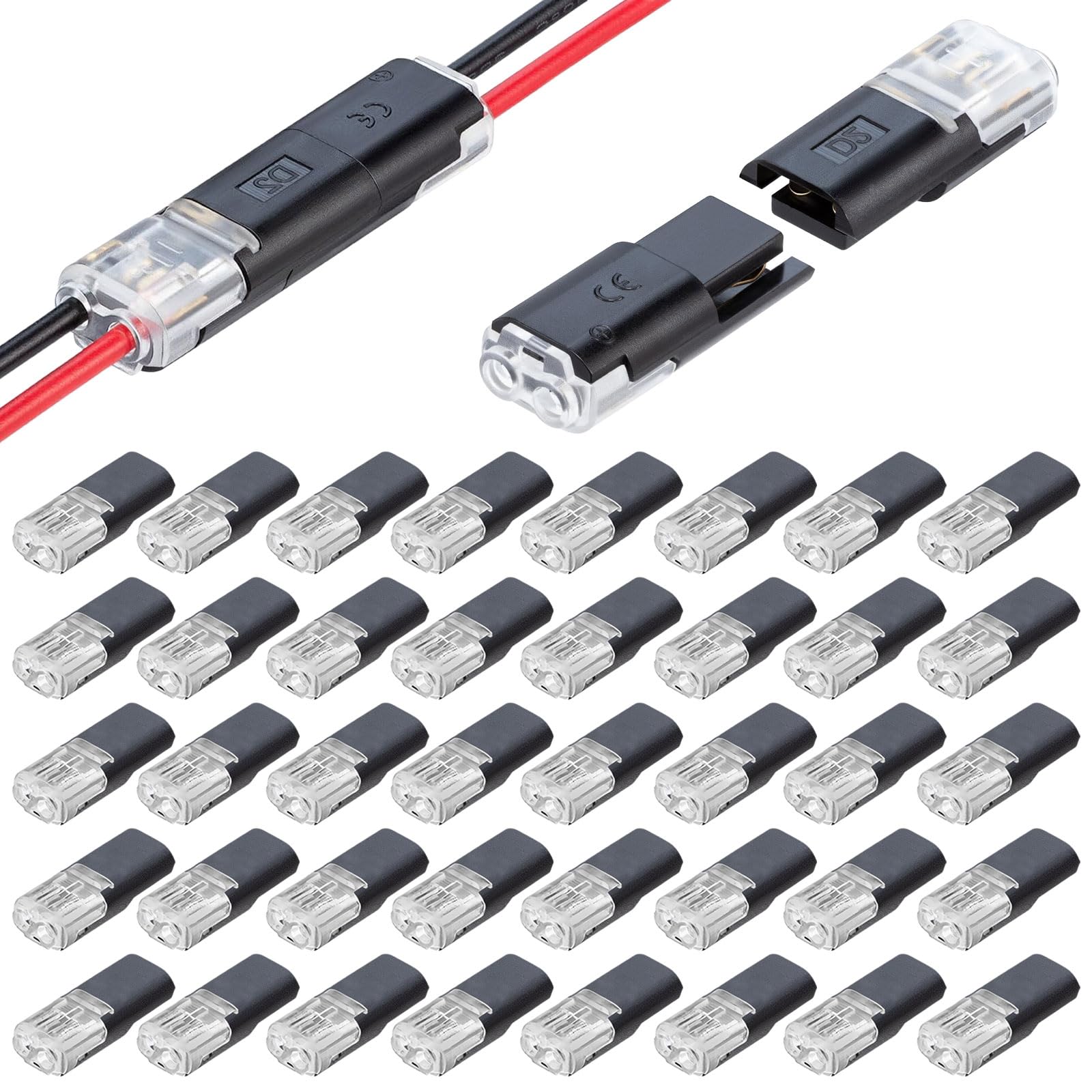 40 Stück Auto Kabelverbinder Wasserdicht 2 Polig, 2 Pin Stecker Kabelverbinder, Schnelle Auto Kabelverbindungen 12V für 18-22 AWG Kabel Crimp, Steckbarer Kabelanschluss für KFZ LKW