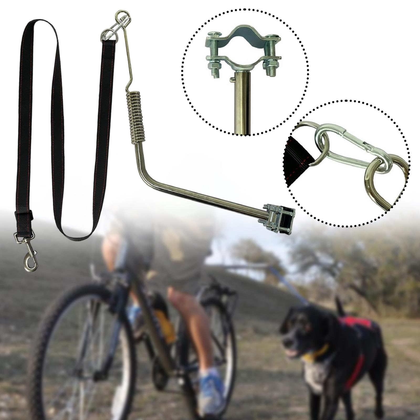 Dogs Bike Leash Retráctil para Bicicleta Correa de Caminata Accesorio Desmontable de Acero Inoxidable Adecuado para Ejercicio Ciclismo Y