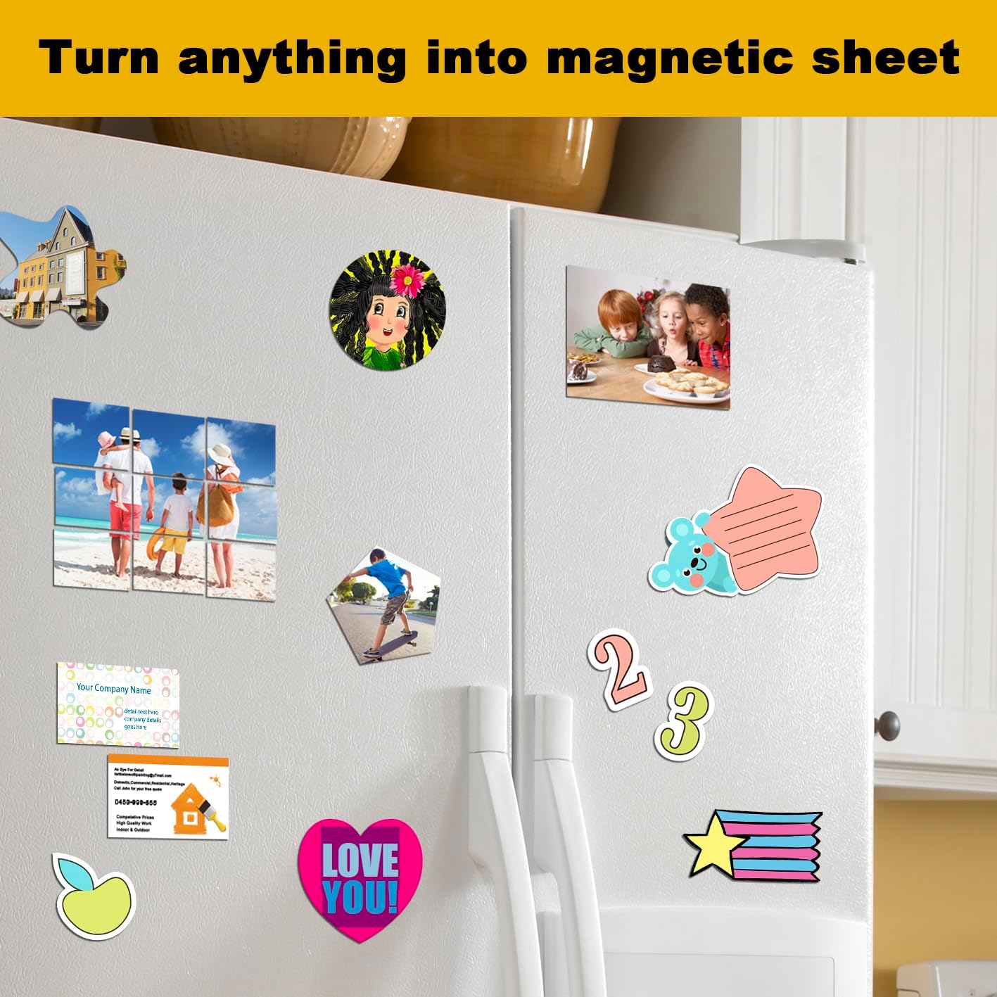 Business Card Magnets, 2x3.5 inch,50 Pack, Peel and Stick Self Adhesive Magnetic Backings for Crafts Photos and Business Supplies (2X 3.5 inch)