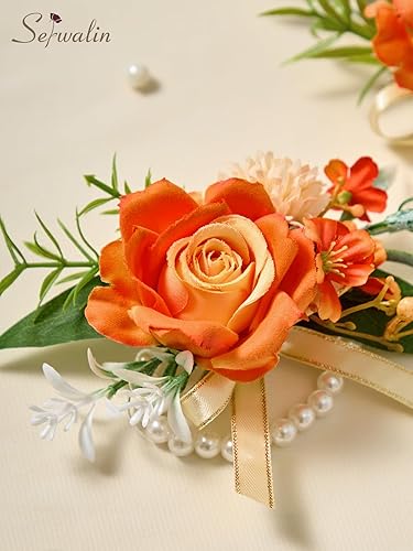 Miniatura 2 de Serwalin Juego de ramilletes de rosas azules y boutonniere para hombre, para boda, flores artificiales, ramilletes, pulsera para boda, madre de
