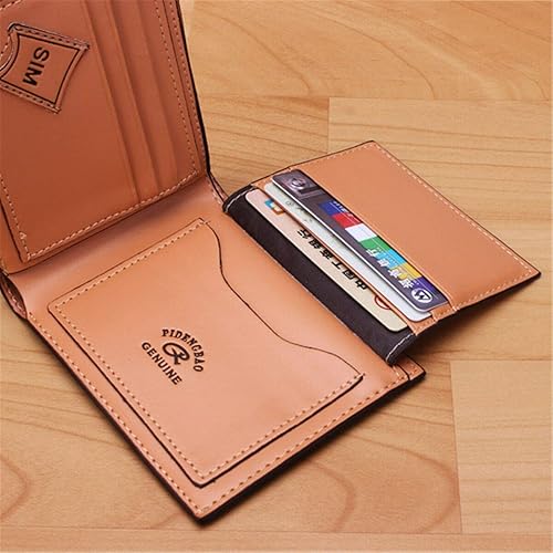 Vista 6 de MICROSEVEN Billetera delgada de cuero para hombre con ventana de identificación, tarjeta de crédito, tarjeta SIM, billetera, cartera