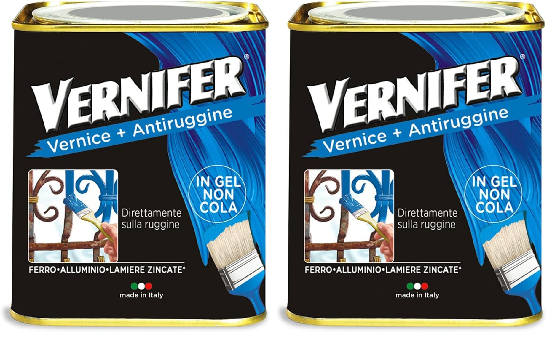AREXONS 4872 VERNIFER | Blu Brillante, 750 ml Prodotto Verniciante, Smalto Antiruggine, Adatto a Protezione e Finitura di idi Interni ed Esterni, Gel Verniciante (Confezione da 2)
