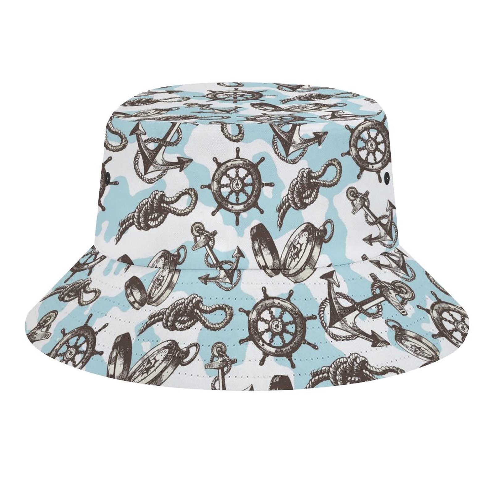 Anchor Bucket Hat for Women Men Unisex Cotton Wide Brim Sun Hat Outdoor Summer Travel Hiking Beach Cap