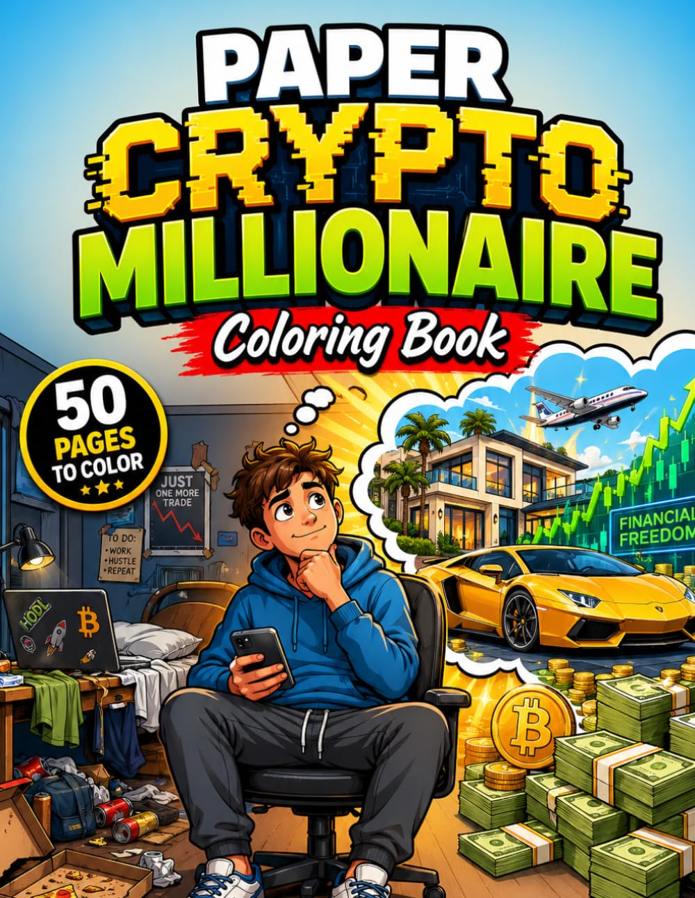 Paper Crypto Millionaire Coloring Book: A Hilarious Gag Gift Coloring Book for Crypto Bros, Day Traders, Degens, and Anyone Still Waiting to Get Rich