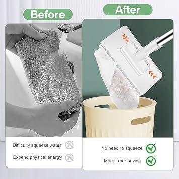 Lazy Mop Clip On: Disposable Dust with 10 Reusable Cloths, 360° Rotating | Compatible with disposable wipes & reusable towels for floor cleaning - Lightweight - swivel head reaches under furniture