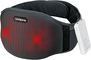Comfytemp Cordless Portable Heating Pad with Massager for Back Pain Relief for Cramps and Menstrual, Lower Back Massager with 3 Heat Settings, Auto-Off, Heated Waist for Abdominal