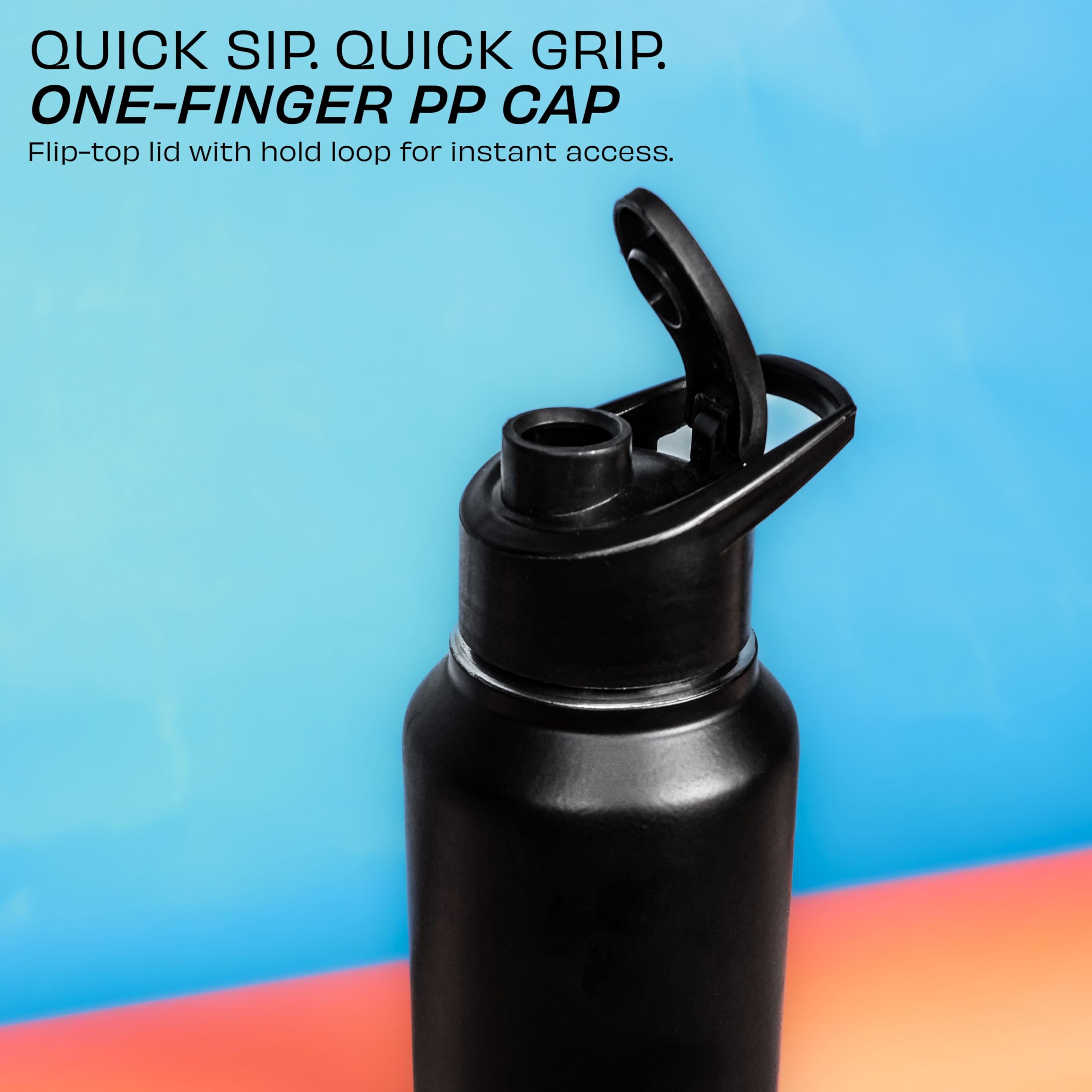 Nivia Dominator Stainless Steel Water Bottle 1000ML with Sipper, Durable, Leak-Proof, Easy Grip, Easy-to-Clean, Odour-Free Bottle with Secure Cap for School, Travel, Gym & Work (Black) 2