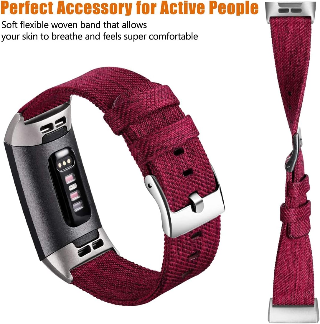 Maledan Compatible with Charge 3 Bands and Charge 4 Bands for Women, Large, Wine Red