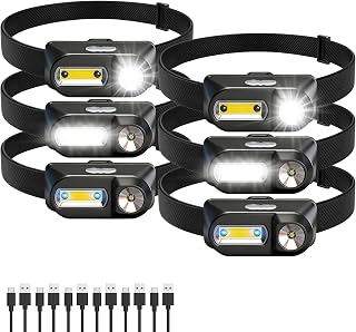 Bud K 6Pack Headlamp Rechargeable, 3000 Lumen Headlamps for Adults, 90 Angles Adjustable XPE Headlamp & COB Spotlight, Motion Sensor, 9 Modes, Lightweight Head Lamps for Camping Running Cycling