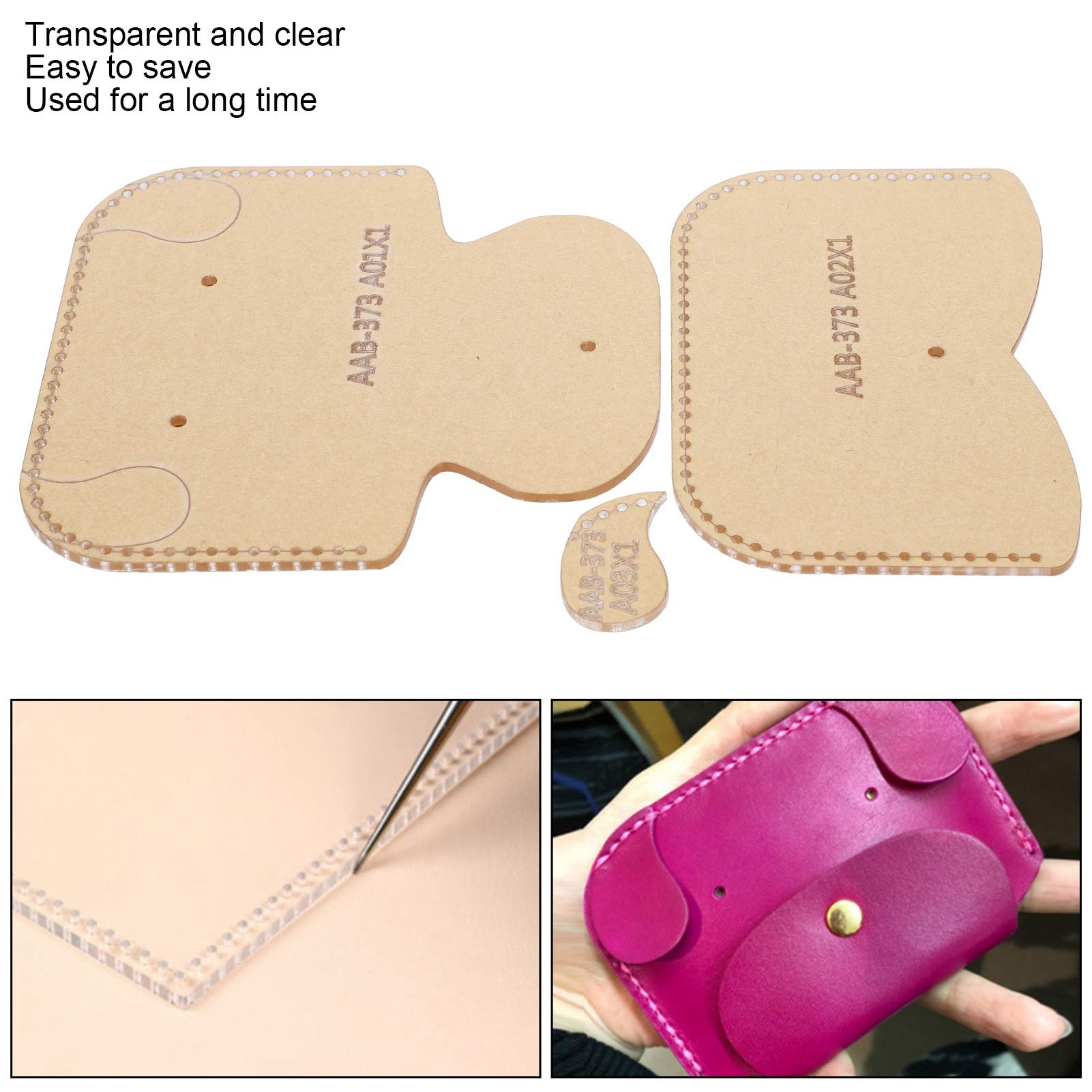 Fydun 3 Pezzi Portamonete Modello creazione Modello Acrilico Portafoglio in Pelle Modello Set creazione Kit Stencil per Strumento Artigianale in Pelle Fai da Te