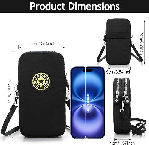 Miniatura 4 de Soporte para brazaletes para teléfono celular, bolsa pequeña cruzada con cremallera para teléfono celular, con banda para el brazo, uso para correr,